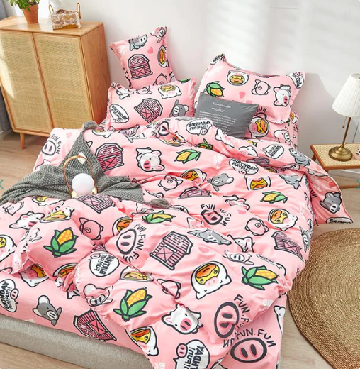 Cute Pink Pig Pattern Bedding Set