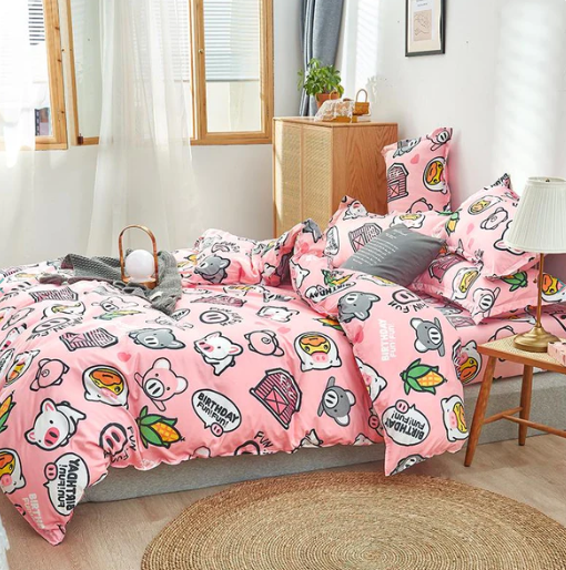 Cute Pink Pig Pattern Bedding Set