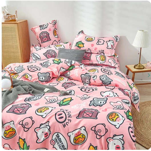 Cute Pink Pig Pattern Bedding Set