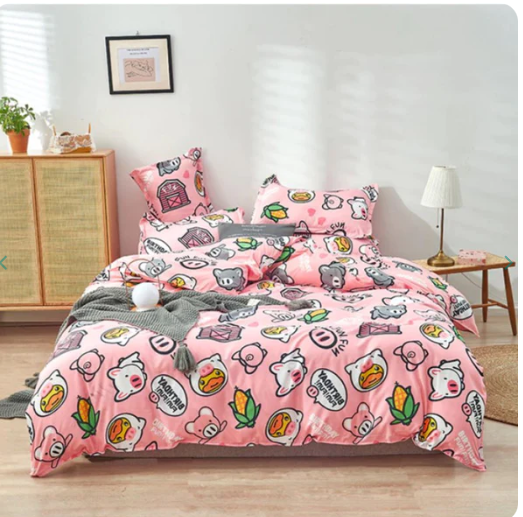 Cute Pink Pig Pattern Bedding Set