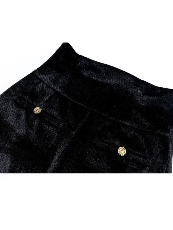 Velvet Fake Layered Jacket & Slim Skirt