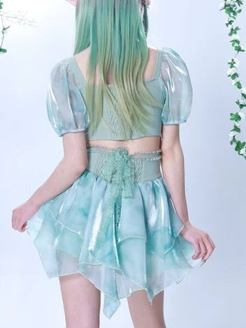 Y2K High Waist Thie-Dye Splicing IRREGULAR SKIRT- Outfits Aesthetic