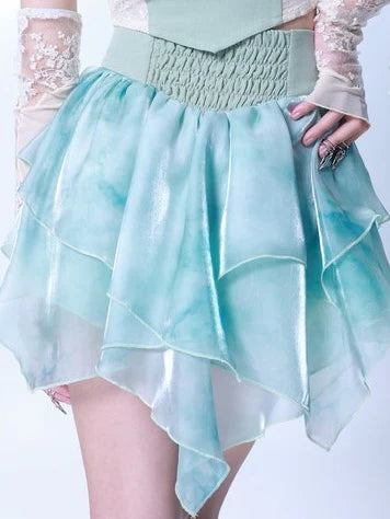 Y2K High Waist Thie-Dye Splicing IRREGULAR SKIRT- Outfits Aesthetic