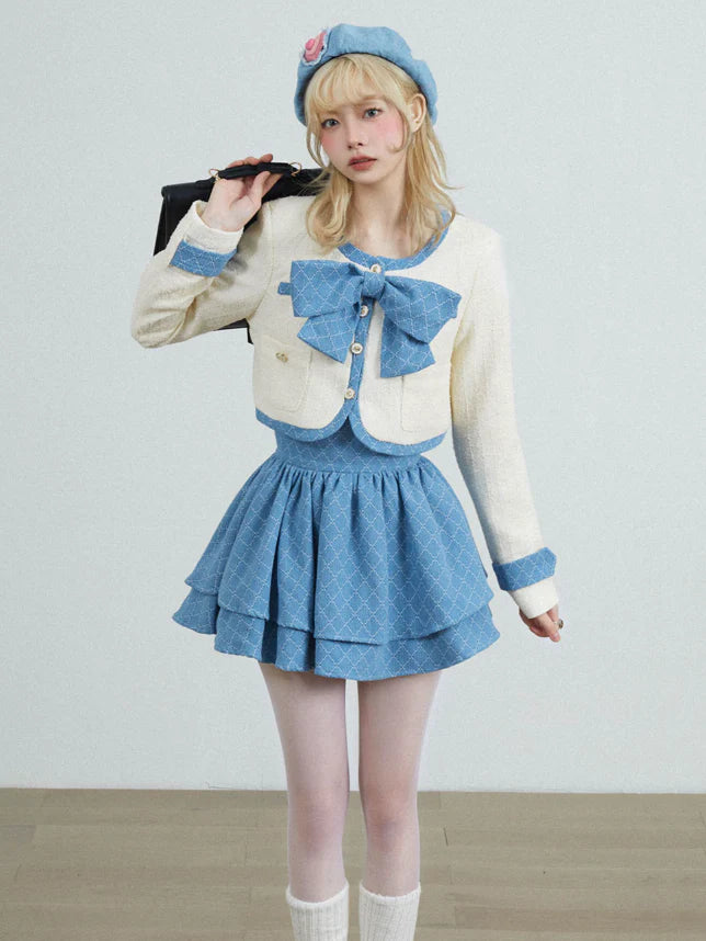 Bow Short Jacket & Cake Skirt