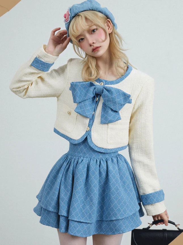 Bow Short Jacket & Cake Skirt