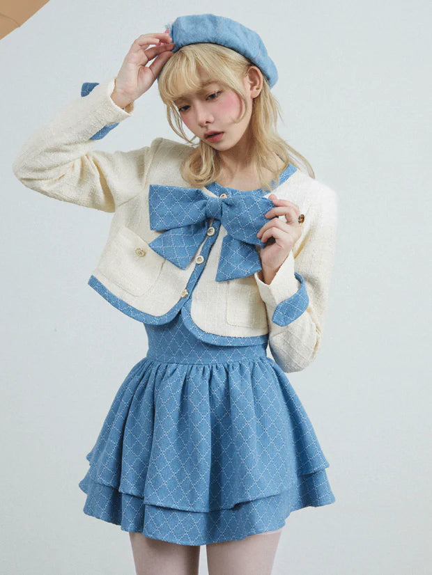 Bow Short Jacket & Cake Skirt