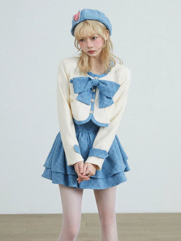 Bow Short Jacket & Cake Skirt