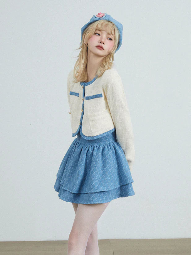 Bow Short Jacket & Cake Skirt