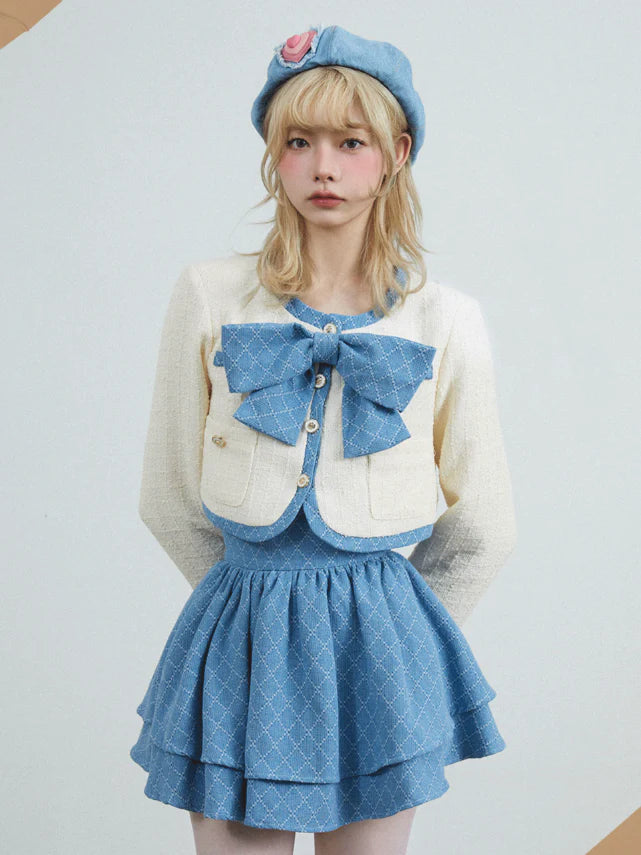 Bow Short Jacket & Cake Skirt