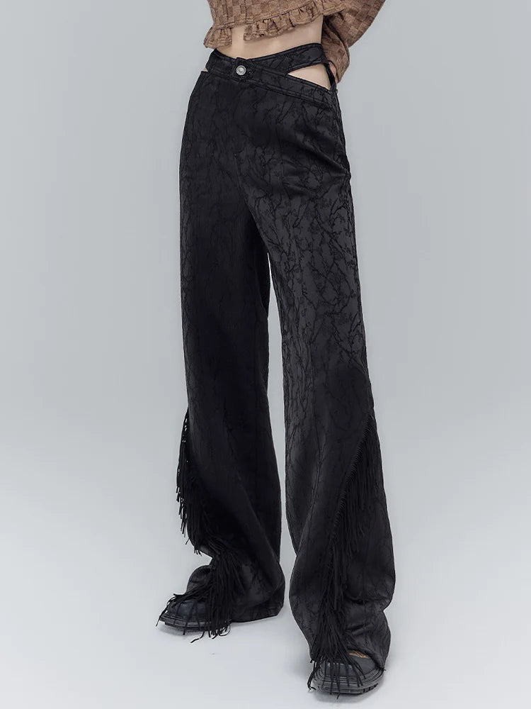 Waist Cutout Tassel Trousers