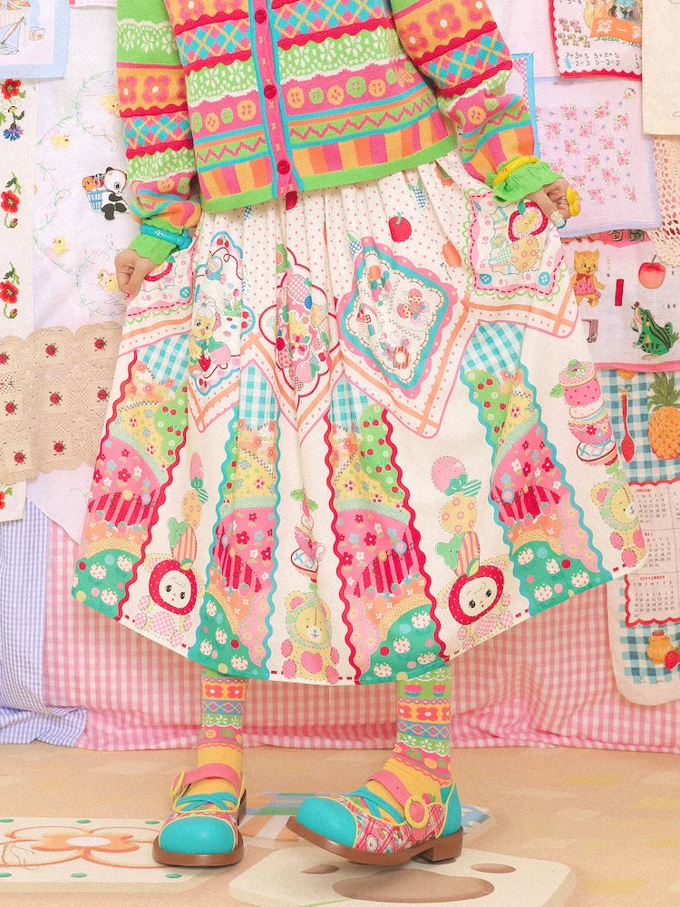 Handkerchief Print Gather Skirt- Outfits Aesthetic