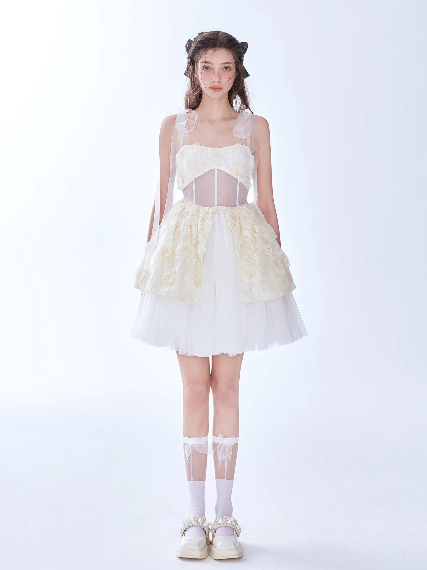 Three-Dimensional Rose Embroidery Princess Dress