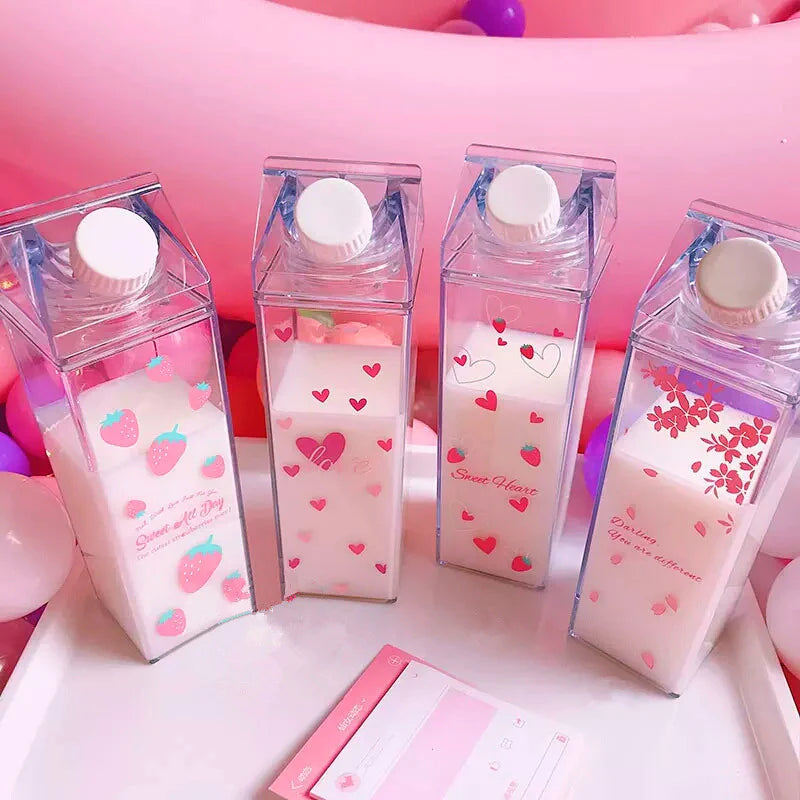 Kawaii Strawberry And Heart Water Cups