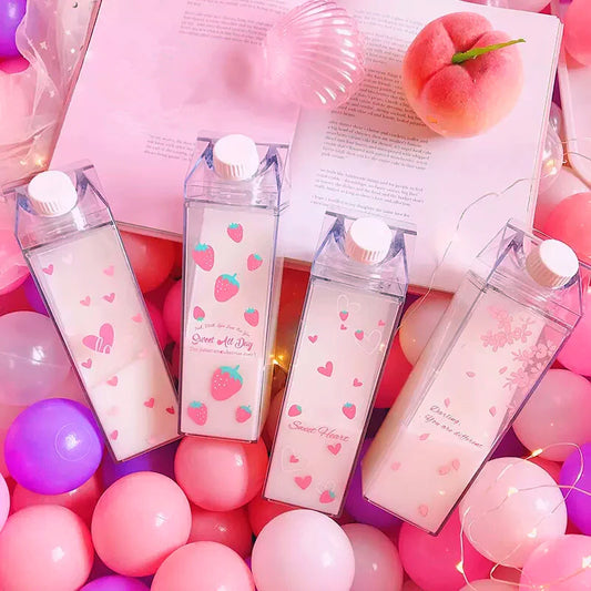 Kawaii Strawberry And Heart Water Cups