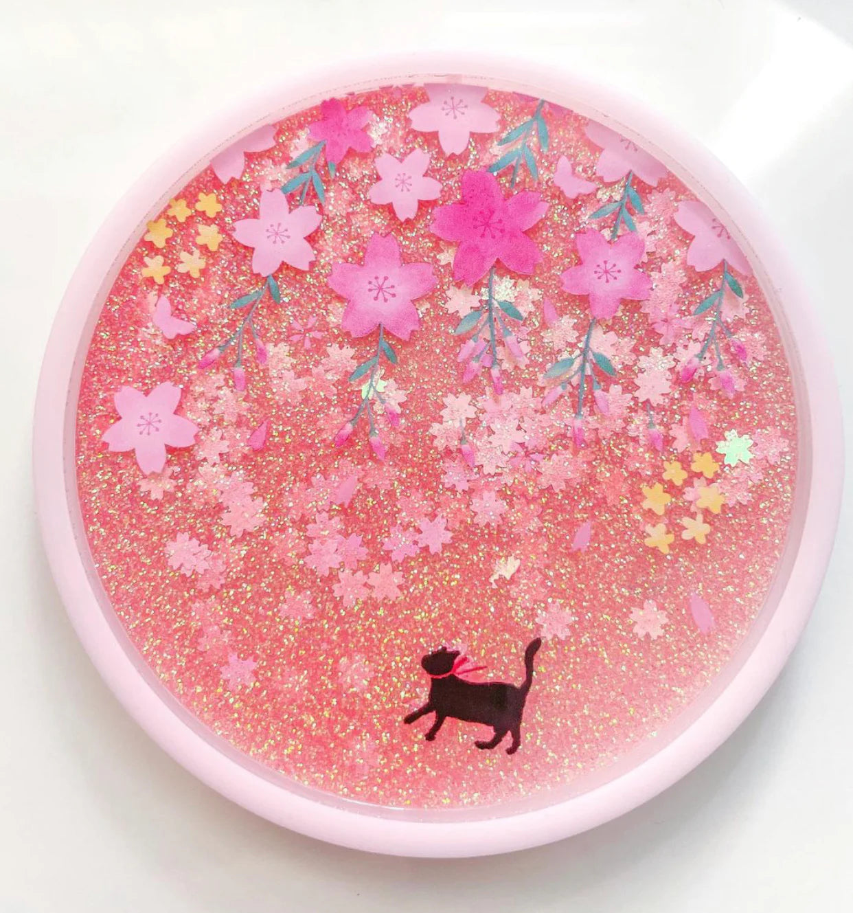 Kawaii Sakura And Cat Cup Mat