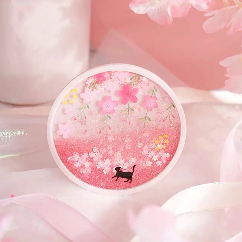 Kawaii Sakura And Cat Cup Mat