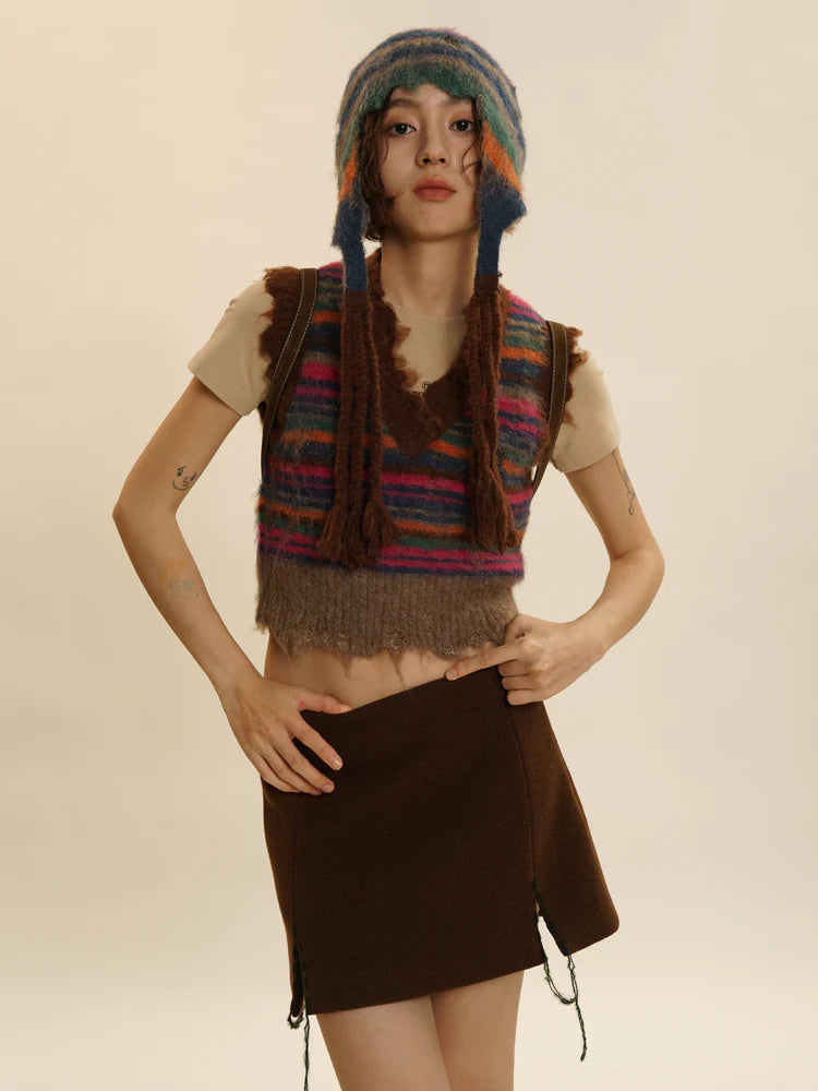 Multi Border Knitted Sweater & Vest ＆ Cardigan