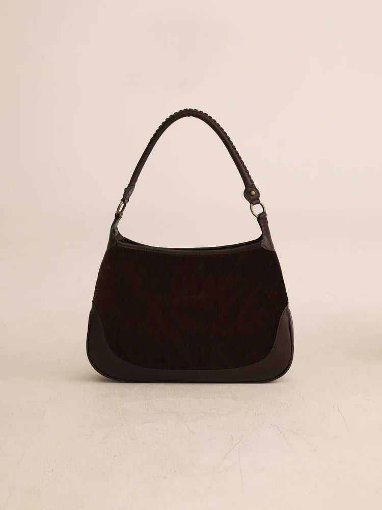 Velvet Quilted One-Shoulder Bag