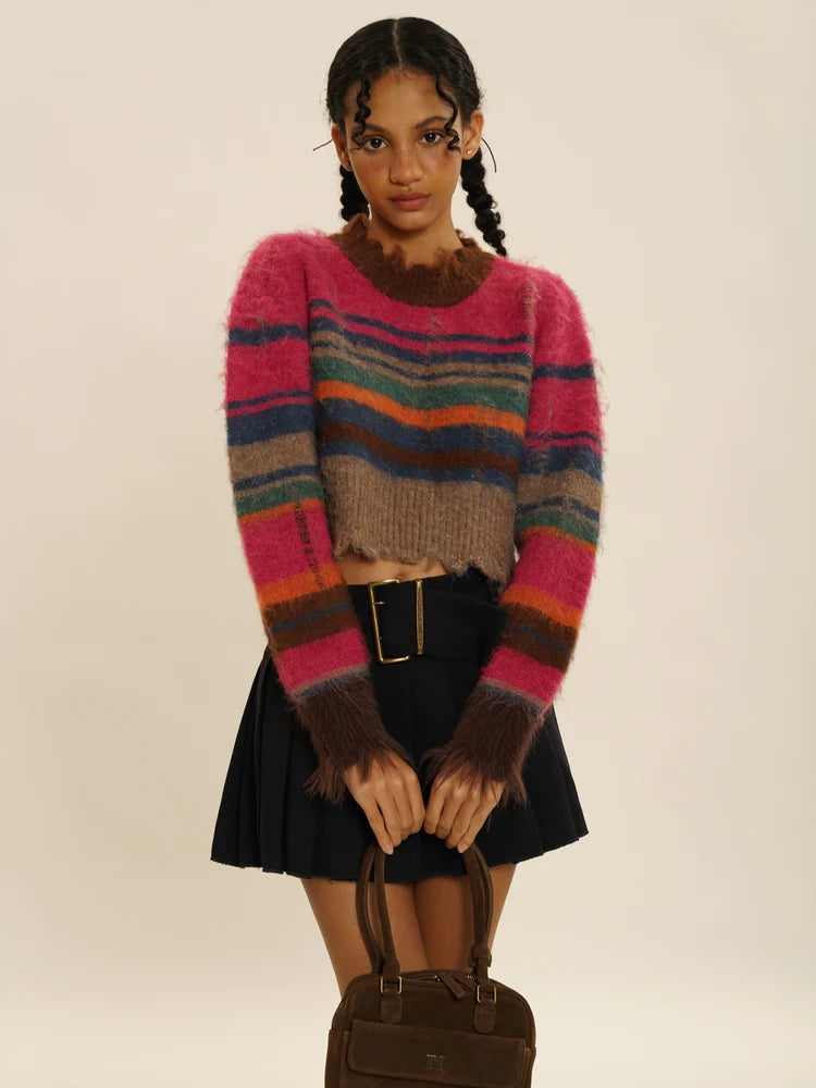 Multi Border Knitted Sweater & Vest ＆ Cardigan