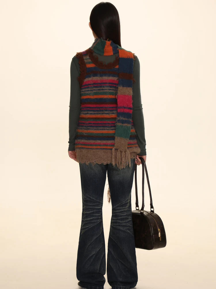 Multi Border Knitted Sweater & Vest ＆ Cardigan