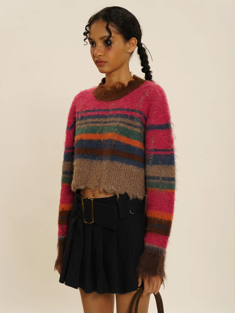 Multi Border Knitted Sweater & Vest ＆ Cardigan