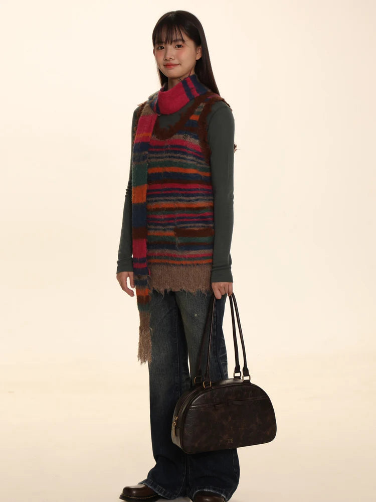 Multi Border Knitted Sweater & Vest ＆ Cardigan