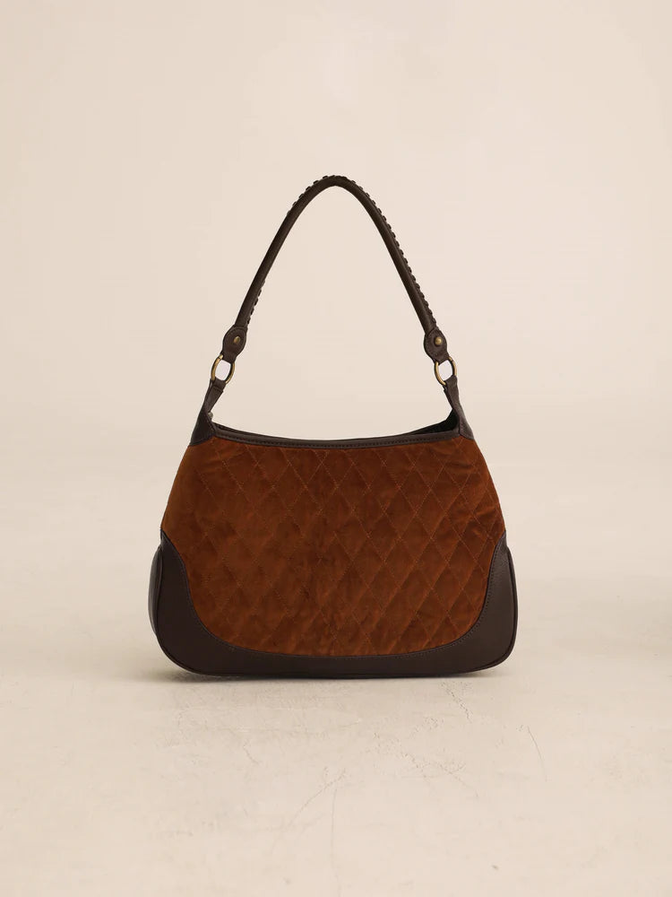 Velvet Quilted One-Shoulder Bag