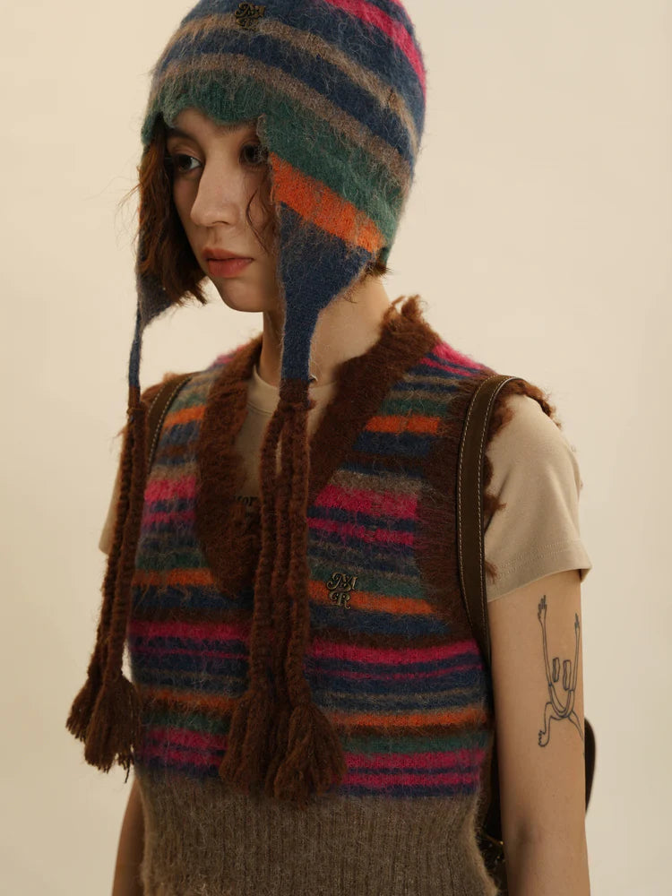 Multi Border Knitted Sweater & Vest ＆ Cardigan