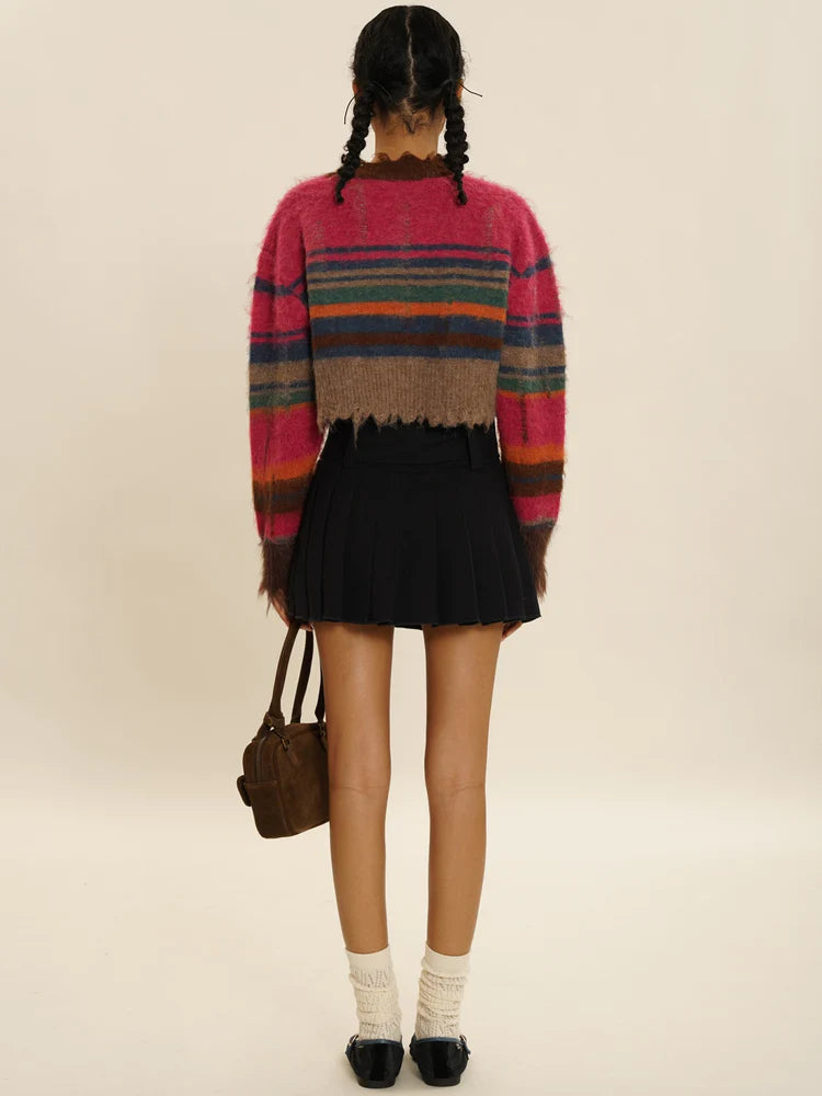 Multi Border Knitted Sweater & Vest ＆ Cardigan