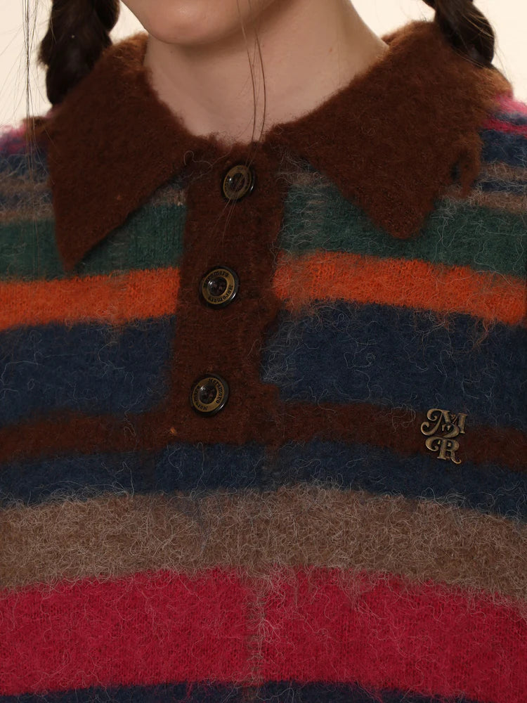 Multi Border Knitted Sweater & Vest ＆ Cardigan