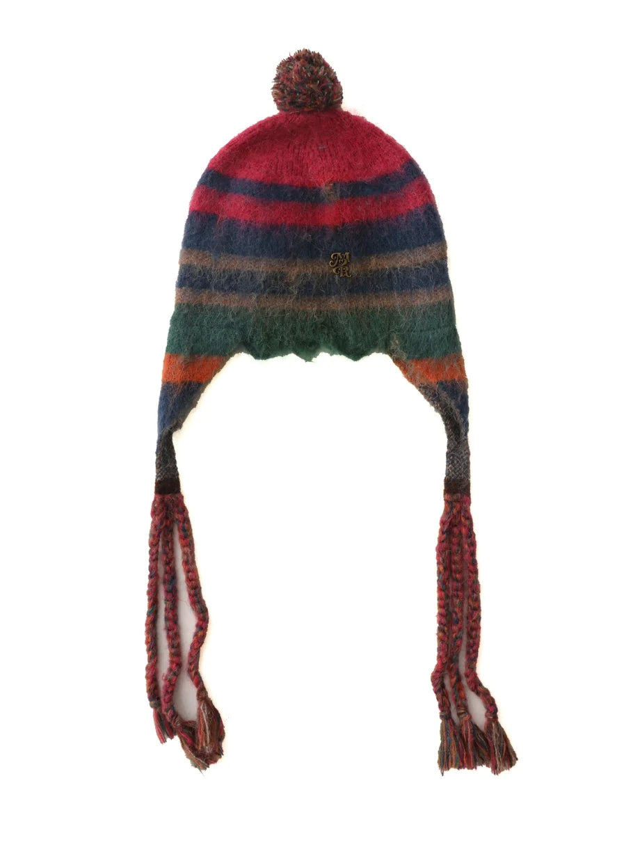 Contrasting Border Tassel Ear Protection Cold Knit Hat