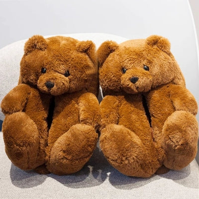 Kawaii Animal Winter Plush Slippers: Capybara, Water-Dwelling Otter, Teddy Bear, Cotton Slippers for Winter Home Shoes #PN5000