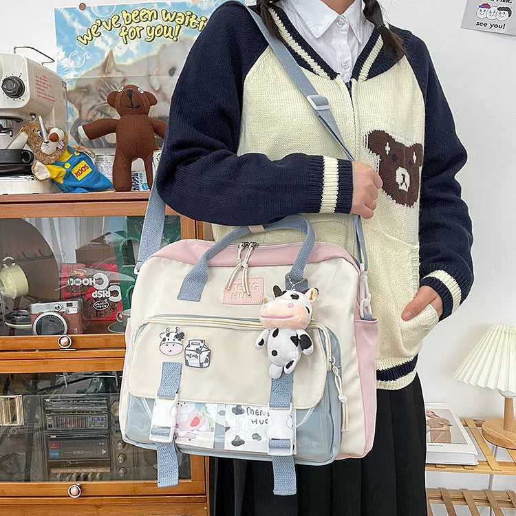 Cow Badge Kawaii Waterproof Backpack