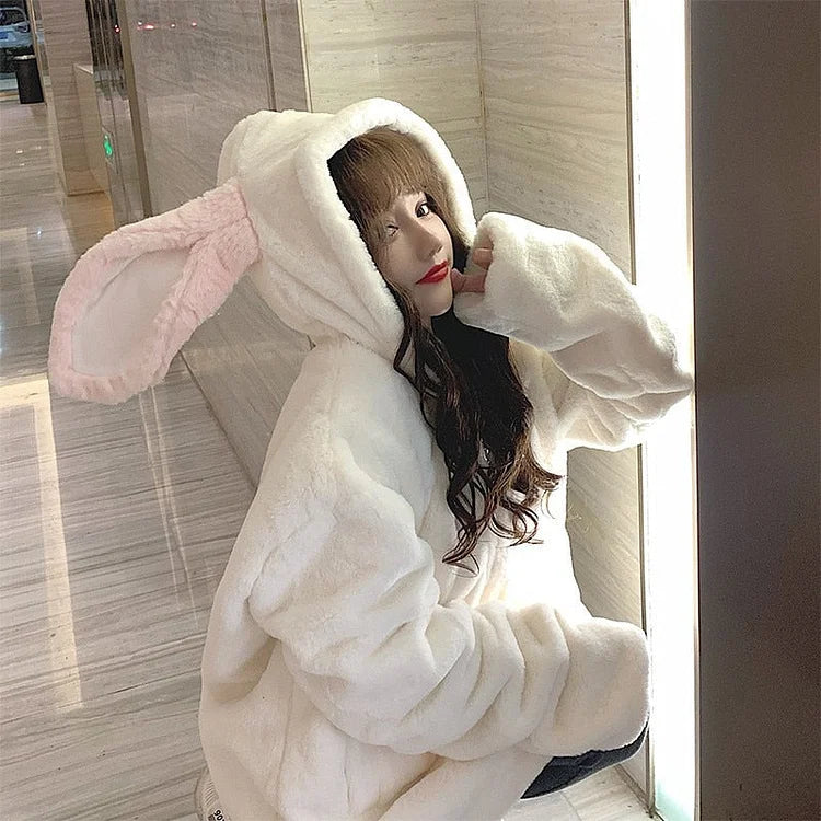 Kawaii Fashion Bunny Ears Hoodie Warm Sweater