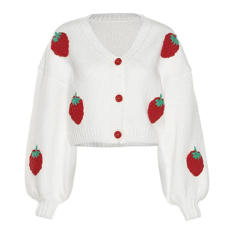 Strawberry Women Cardigan Sweater - Pink