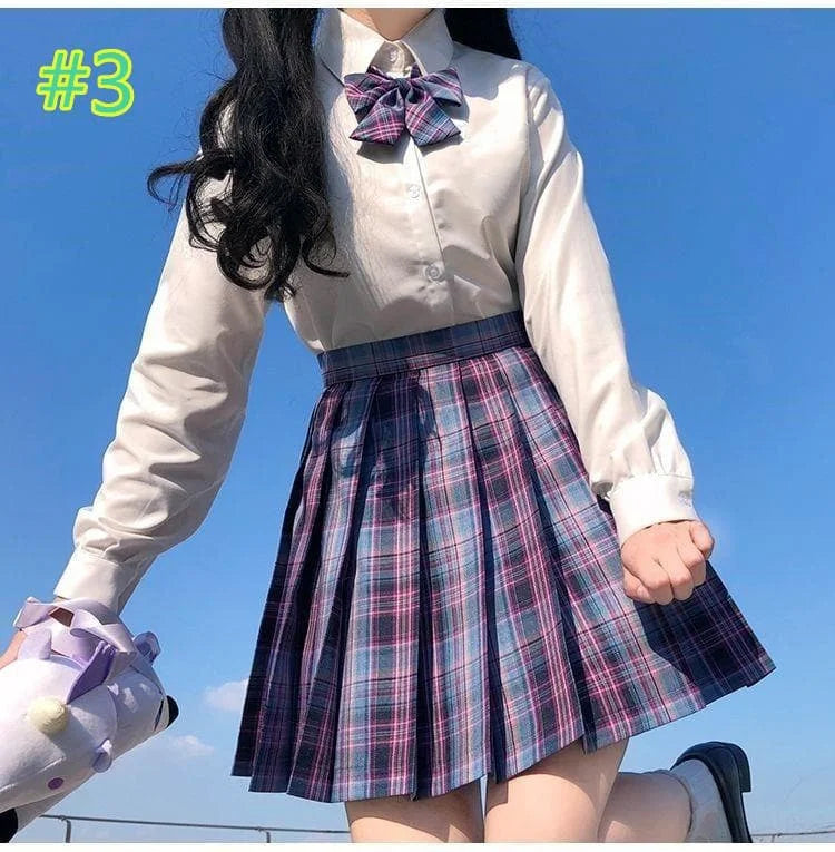 Preppy Style Plaid Skirt JK Uniform Suit