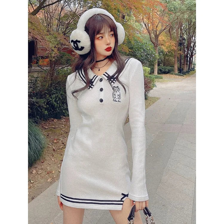 Kawaii Soft Girl Pink Warm Wool Knitted Dress