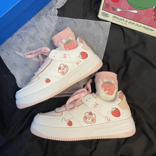 Ulzzang Strawberry White Sneakers