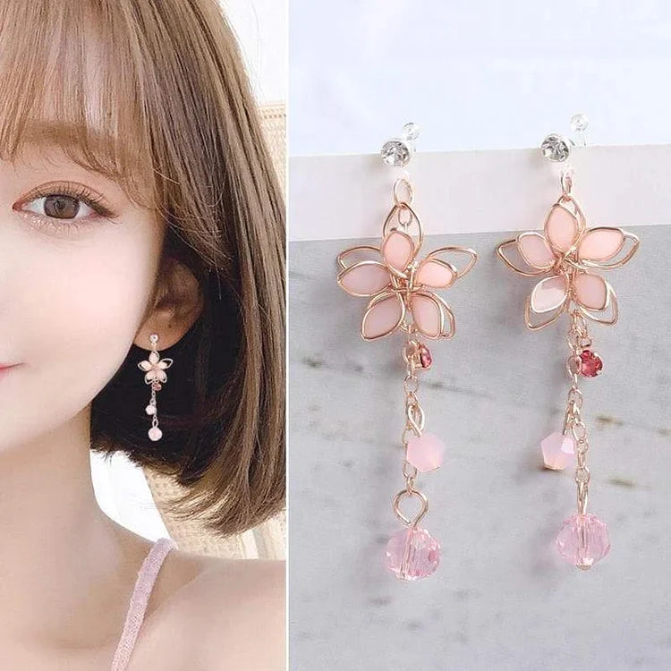 Sweet Pink Fashion Sakura EarringsClips