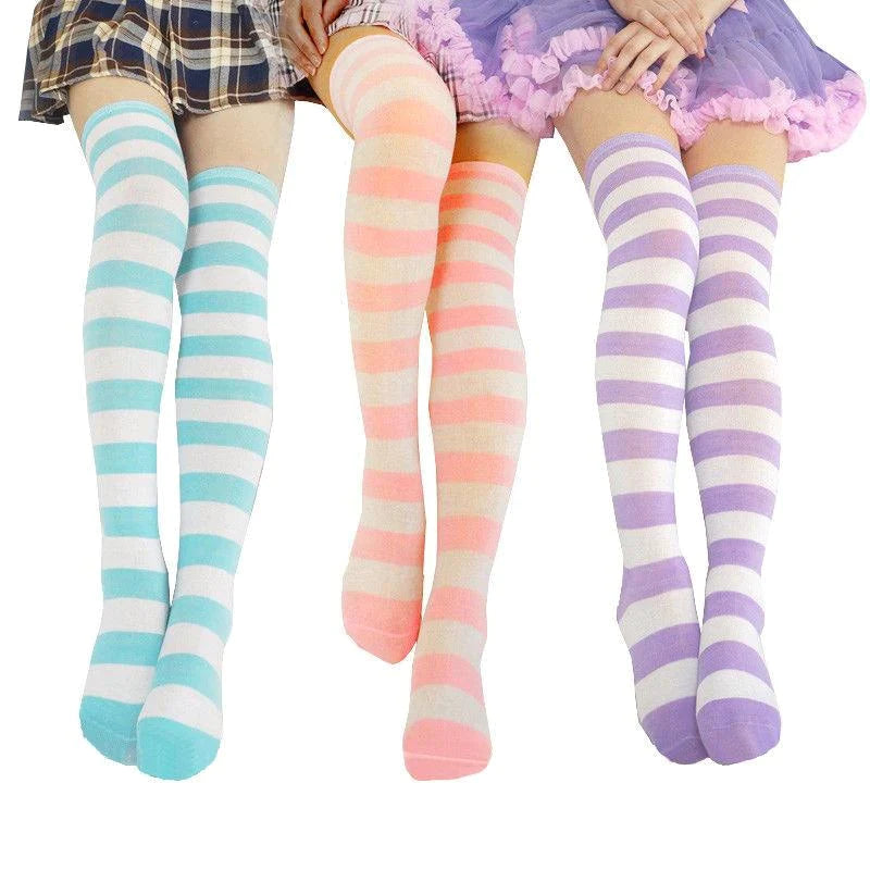 Sweet Pastel Striped Stockings