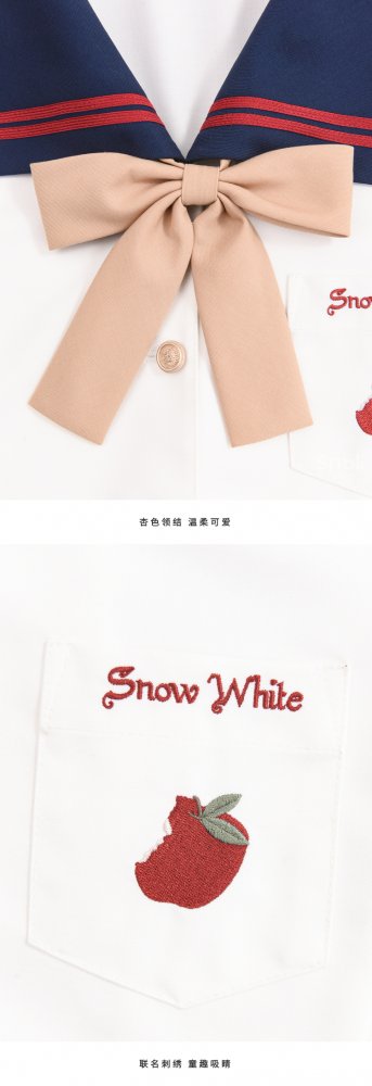 Clearance-Snow White Navy Collar White Top Size M for Bust 102CM