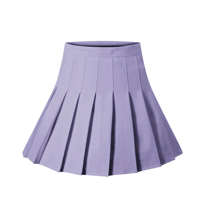 Solid Color Pleated Skirt