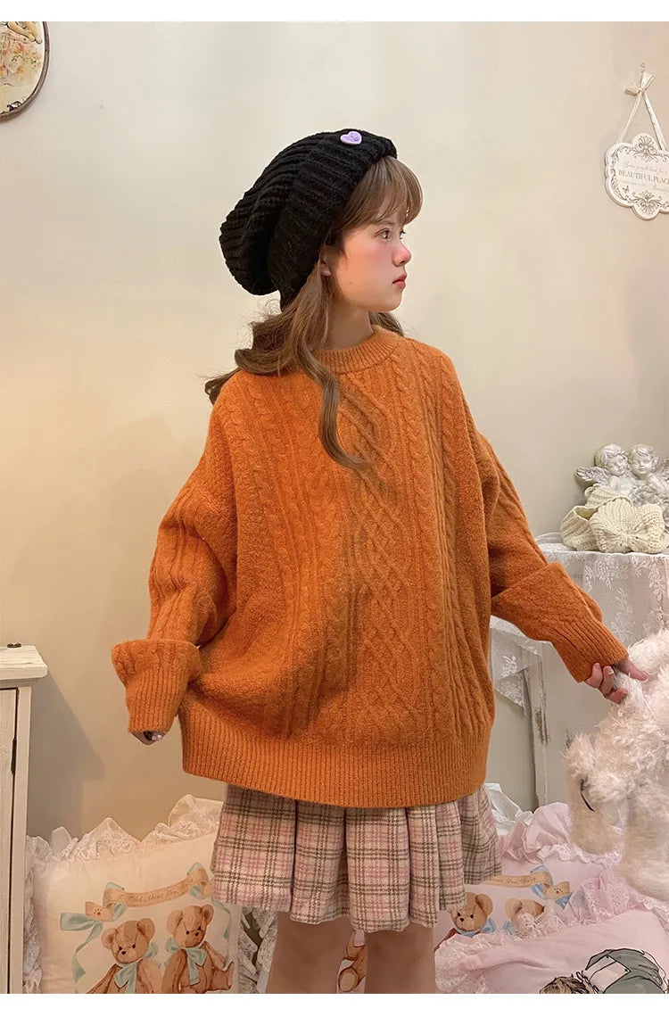 5 Colors Round Neckline Long Sleeves Sweater