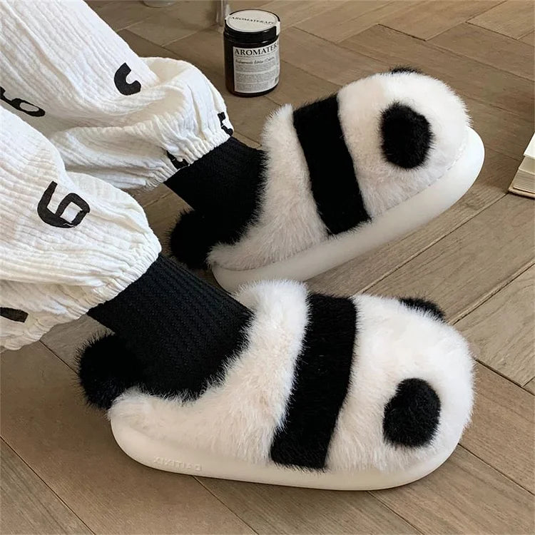 Kawaii Fleece Panda Home Slippers