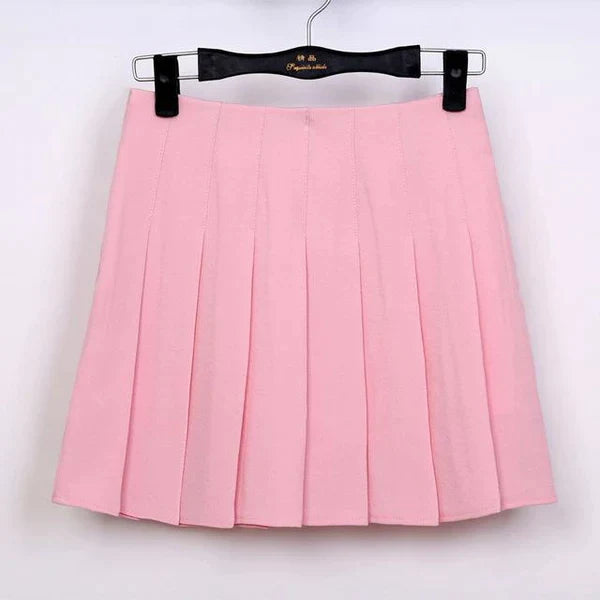 Solid Color Pleated Skirt