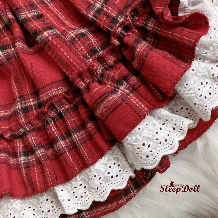 Sweet Triple Layered Flounce Plaid Skirt