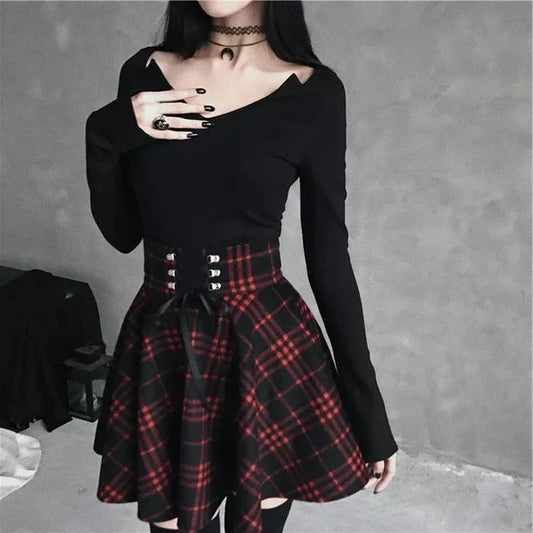 Red Plaid Skirt (Up To 4XL)