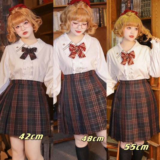 Plus Size Witch College JK Uniform Pleated Plaid Skirt