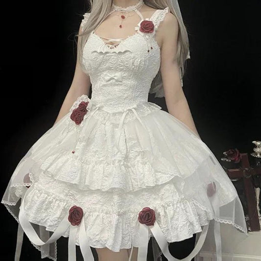 Gothic Blooding Rose JSK Dress Full Set