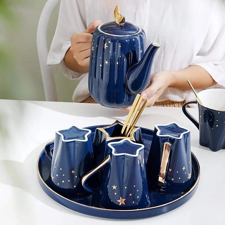 Blue Nordic Luxury Teapot Water Set Cup Set